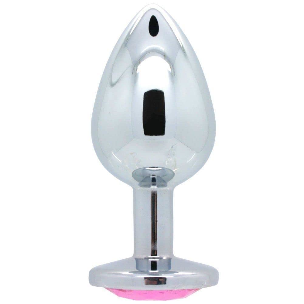 Bejeweled Anal Plug – Glamorous Alloy Metal Butt Plug with Clear Gem for Solo or Couples Play, Hypoallergenic, P-Spot & Double Penetration, Medium Rosy by Dark Amour