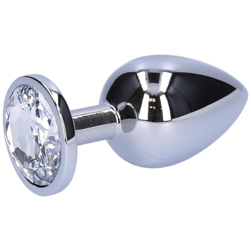 Bejeweled Anal Plug – Glamorous Alloy Metal Butt Plug with Clear Gem for Solo or Couples Play, Hypoallergenic, P-Spot & Double Penetration, Medium Rosy by Dark Amour