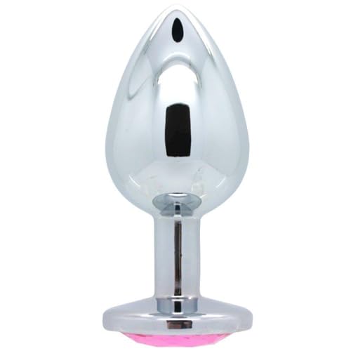 Bejeweled Anal Plug – Glamorous Alloy Metal Butt Plug with Clear Gem for Solo or Couples Play, Hypoallergenic, P-Spot & Double Penetration, Medium Rosy by Dark Amour