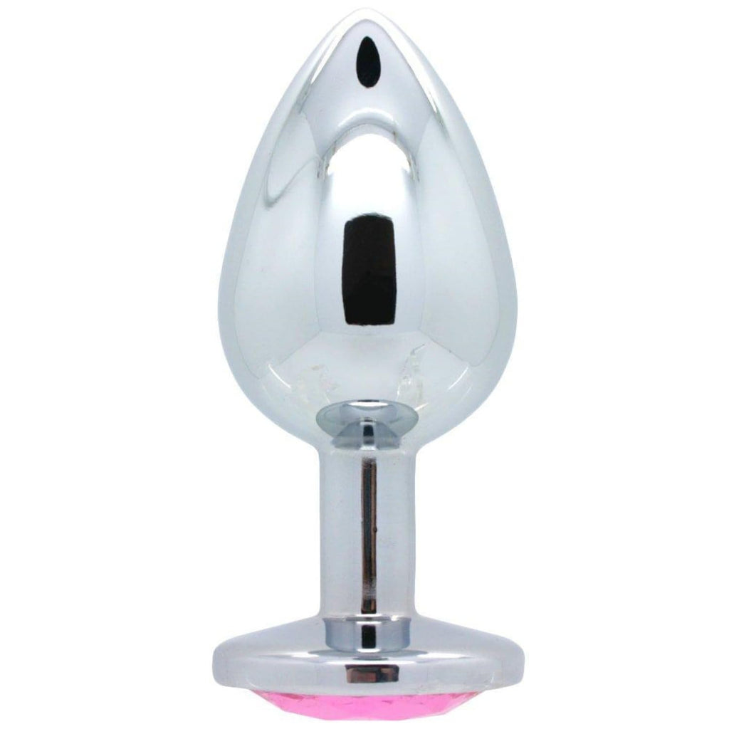 Bejeweled Anal Plug – Glamorous Alloy Metal Butt Plug with Clear Gem for Solo or Couples Play, Hypoallergenic, P-Spot & Double Penetration, Medium Rosy by Dark Amour