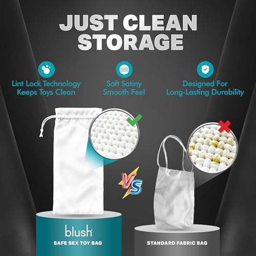 Blush 12.25-Inch Lint-Free Cotton Drawstring Bag for Sex Toy Storage and Travel