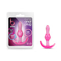 Blush Curvy Anal Plug - 3.5" Beginners TPE Anal Toy with AnchorTech Base - Pink