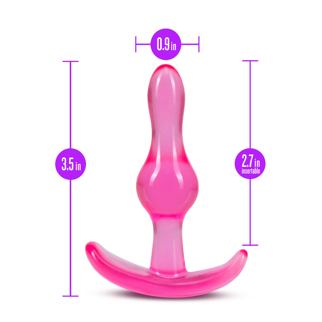 Blush Curvy Anal Plug - 3.5" Beginners TPE Anal Toy with AnchorTech Base - Pink