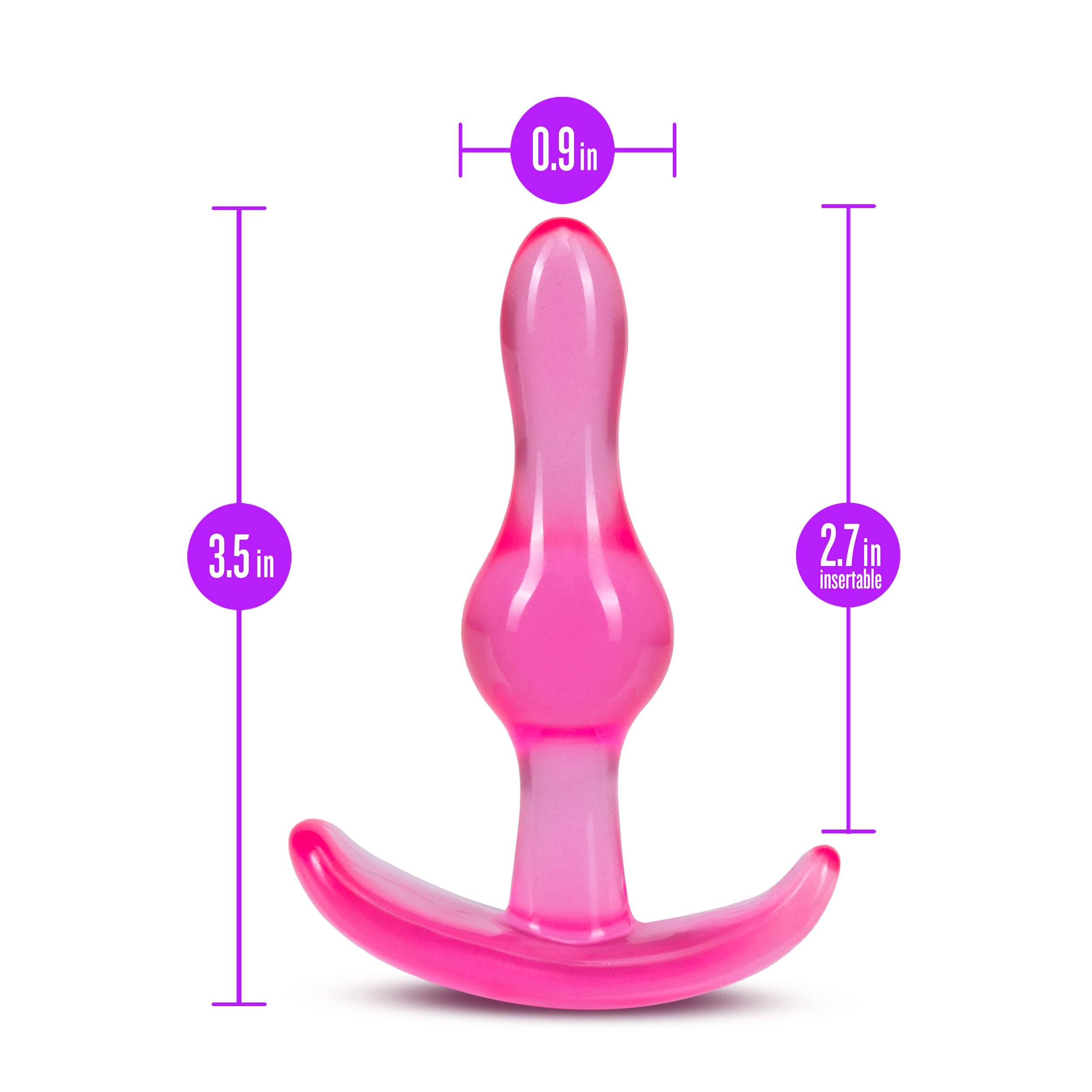 Blush Curvy Anal Plug - 3.5" Beginners TPE Anal Toy with AnchorTech Base - Pink