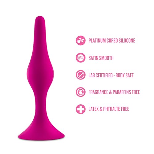 Blush Luxe Beginner Silicone Butt Plug 3.25" - Soft Tapered Anal Trainer with Suction Base, Pink