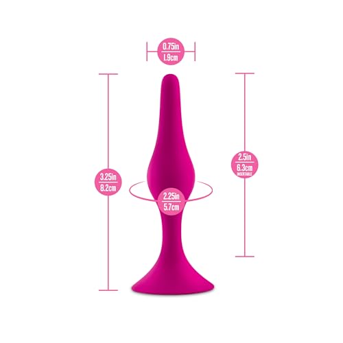 Blush Luxe Beginner Silicone Butt Plug 3.25" - Soft Tapered Anal Trainer with Suction Base, Pink