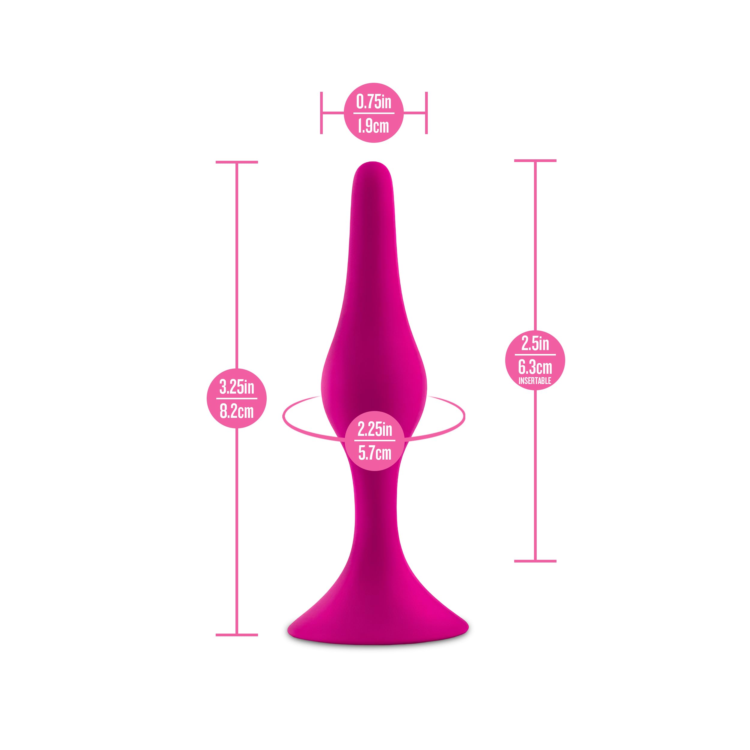 Blush Luxe Beginner Silicone Butt Plug 3.25" - Soft Tapered Anal Trainer with Suction Base, Pink