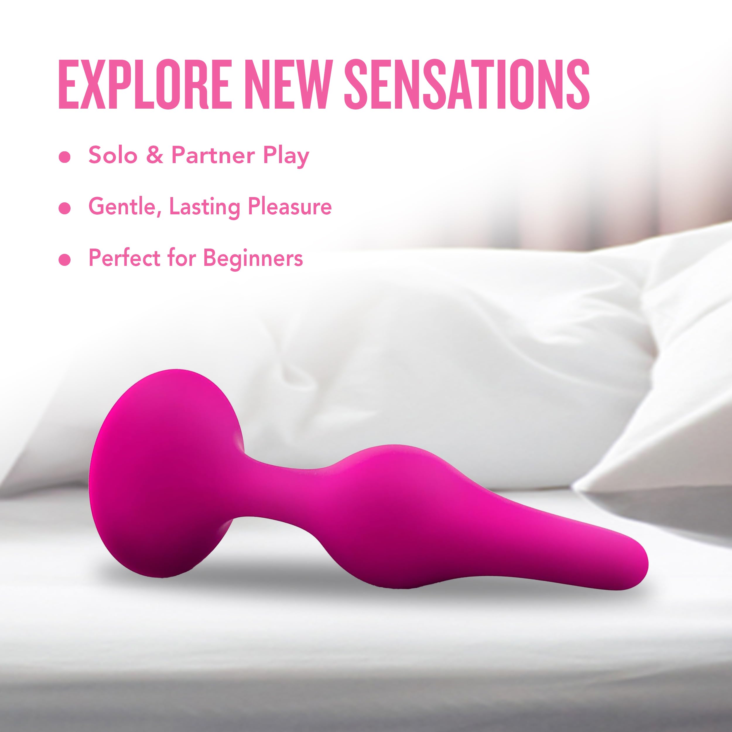 Blush Luxe Beginner Silicone Butt Plug 3.25" - Soft Tapered Anal Trainer with Suction Base, Pink