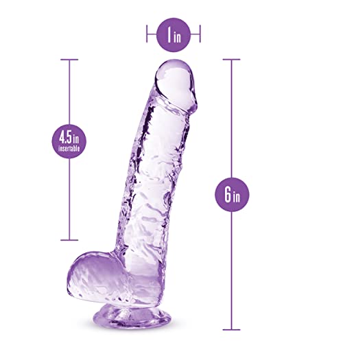Blush Naturally Yours 6-Inch Amethyst Crystalline Dildo with Balls and Suction Cup