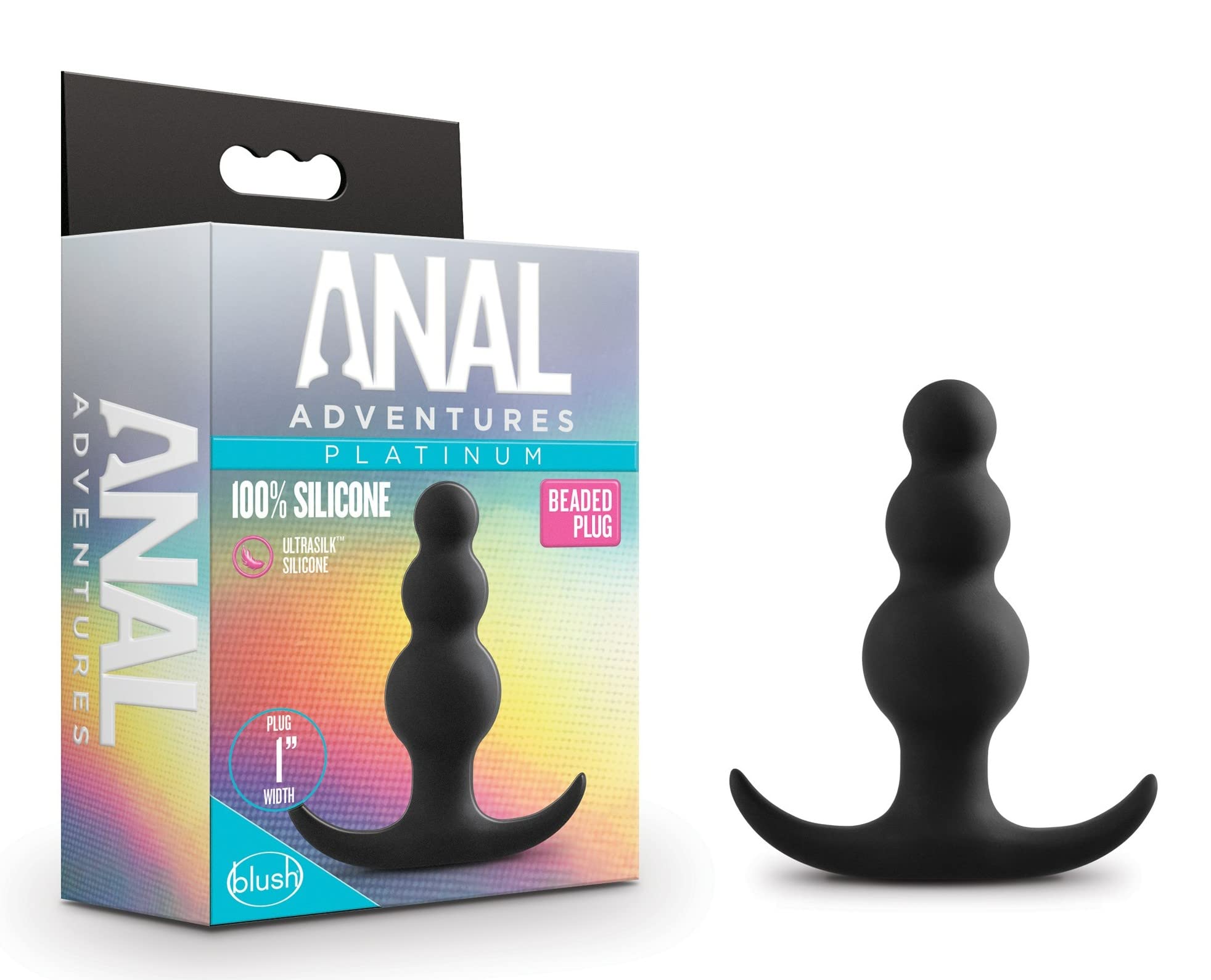 Blush Novelties Anal Adventures 3-Inch Silicone Anal Beads Butt Plug for Beginners - Black