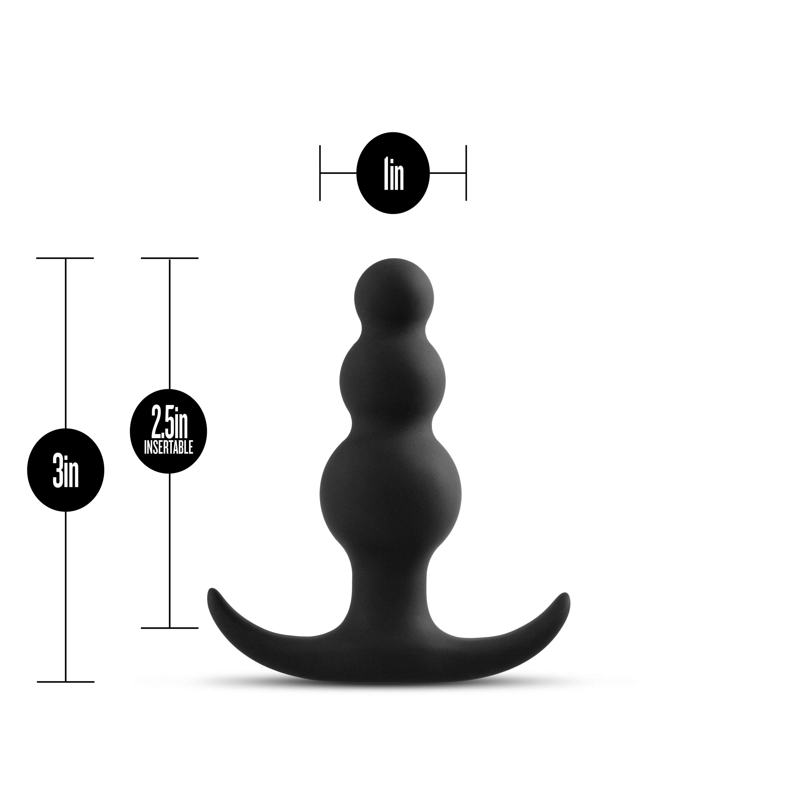 Blush Novelties Anal Adventures 3-Inch Silicone Anal Beads Butt Plug for Beginners - Black