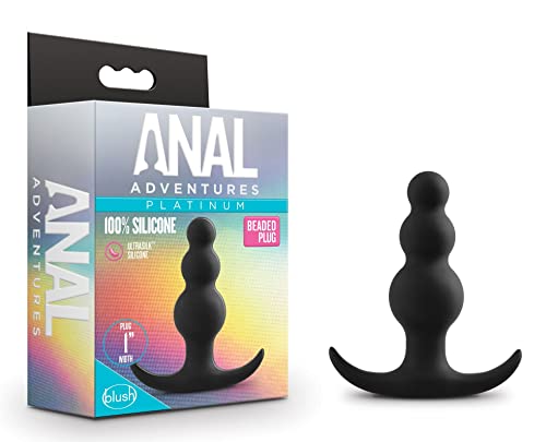 Blush Novelties Anal Adventures 3-Inch Silicone Anal Beads Butt Plug for Beginners - Black