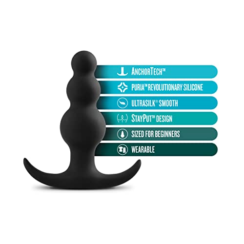 Blush Novelties Anal Adventures 3-Inch Silicone Anal Beads Butt Plug for Beginners - Black