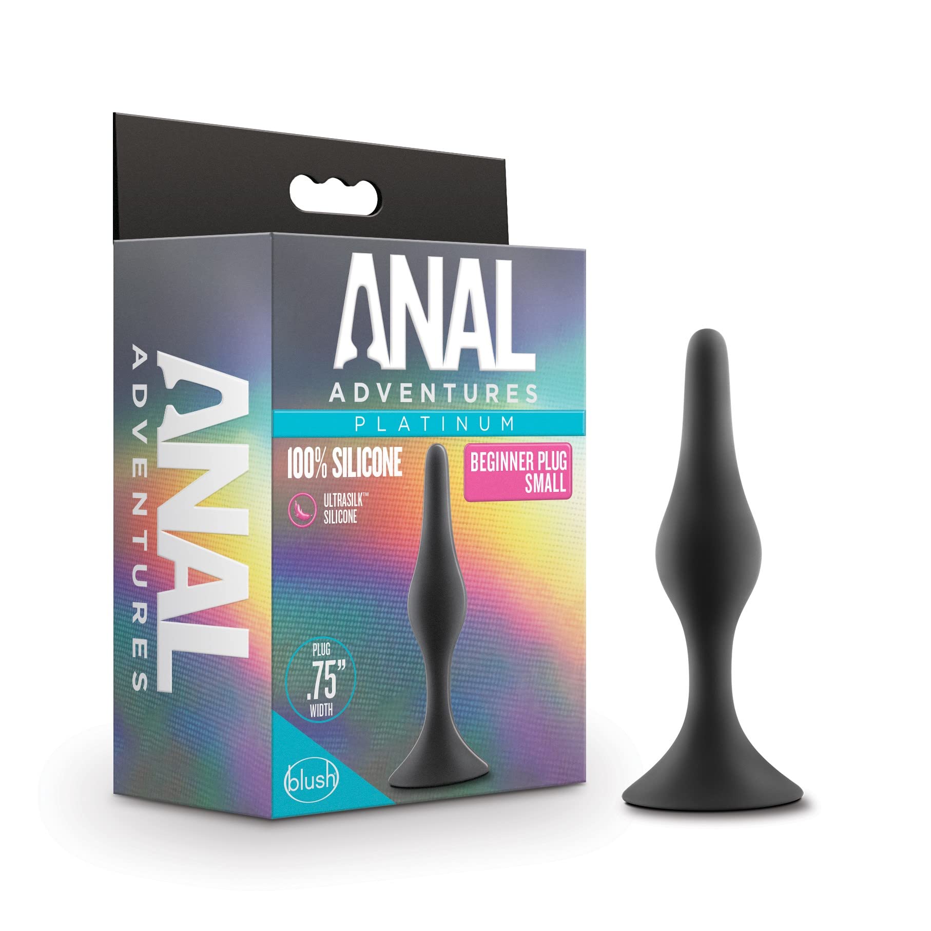 Blush Novelties Anal Adventures Small Silicone Butt Plug - Beginner Anal Trainer, 3.25", Black