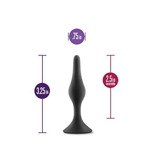 Blush Novelties Anal Adventures Small Silicone Butt Plug - Beginner Anal Trainer, 3.25", Black