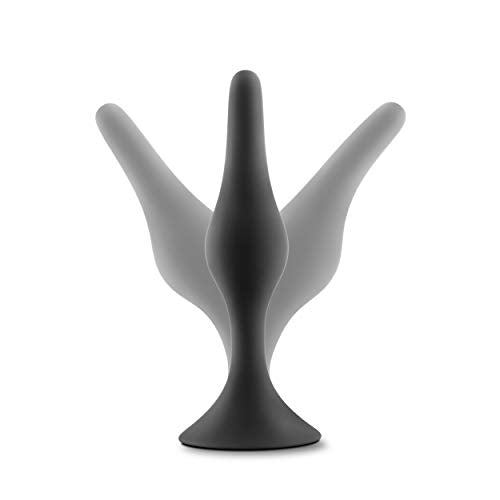 Blush Novelties Anal Adventures Small Silicone Butt Plug - Beginner Anal Trainer, 3.25", Black