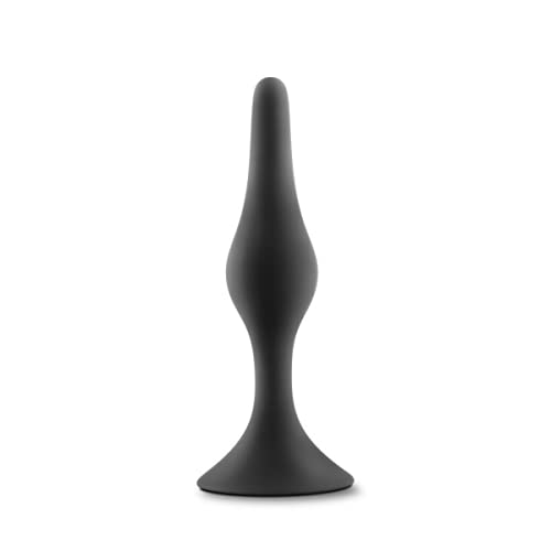 Blush Novelties Anal Adventures Small Silicone Butt Plug - Beginner Anal Trainer, 3.25", Black