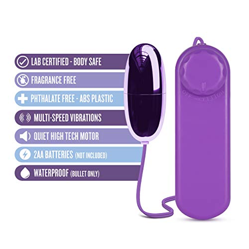 Blush Novelties B Yours Power Bullet Vibrator - Remote Control, Waterproof, Multi-Speed for Clitoral, Vaginal, Nipple Stimulation - Purple
