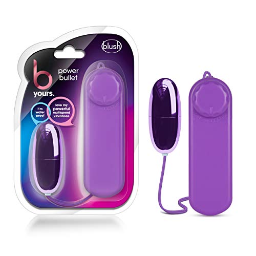 Blush Novelties B Yours Power Bullet Vibrator - Remote Control, Waterproof, Multi-Speed for Clitoral, Vaginal, Nipple Stimulation - Purple