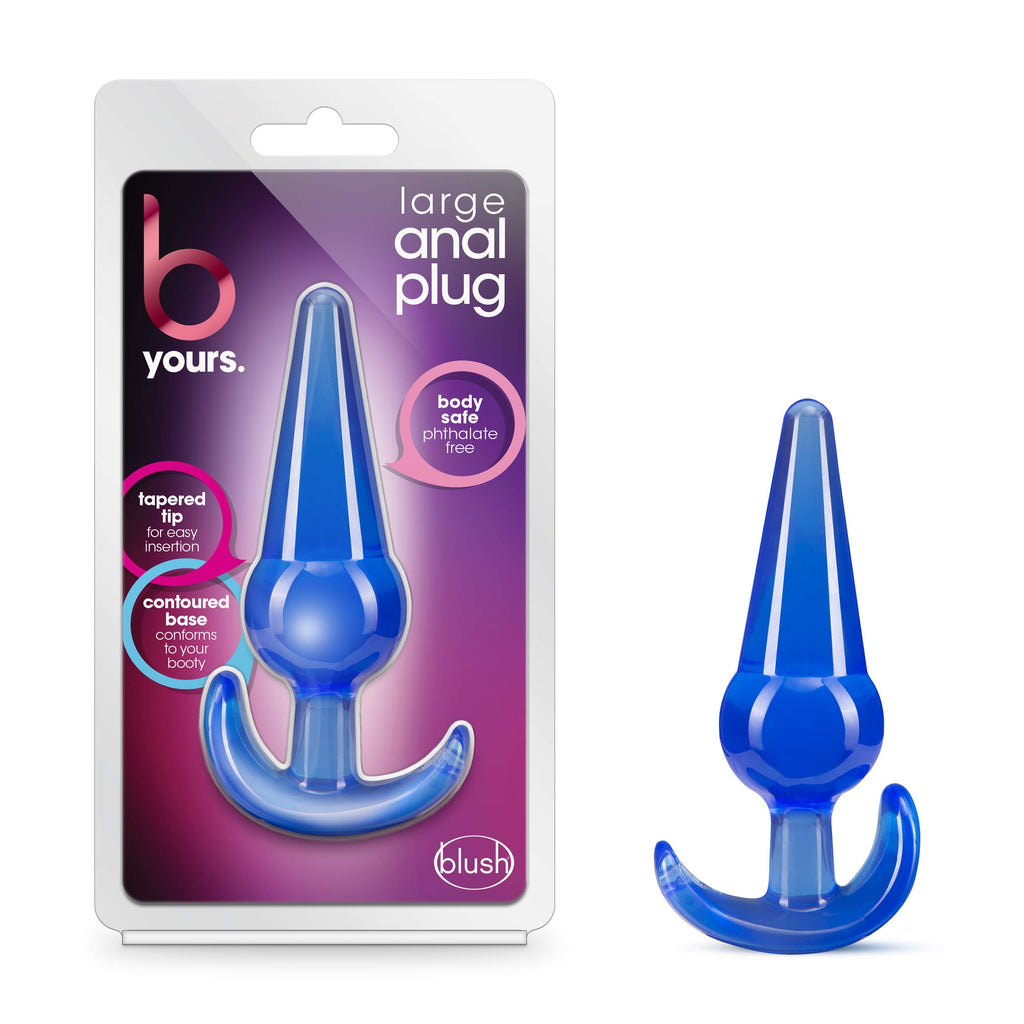 Blush Novelties B Yours Slim 4.75" Tapered Anal Plug – Beginner Butt Plug, Blue TPE, Safety Base