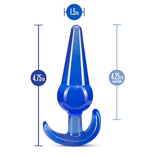 Blush Novelties B Yours Slim 4.75" Tapered Anal Plug – Beginner Butt Plug, Blue TPE, Safety Base