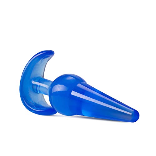 Blush Novelties B Yours Slim 4.75" Tapered Anal Plug – Beginner Butt Plug, Blue TPE, Safety Base