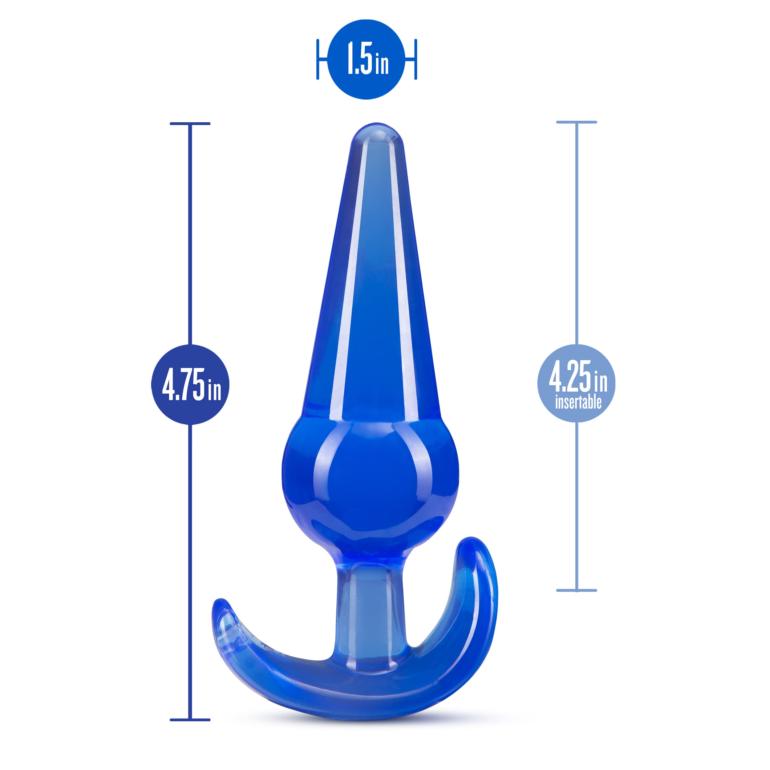 Blush Novelties B Yours Slim 4.75" Tapered Anal Plug – Beginner Butt Plug, Blue TPE, Safety Base