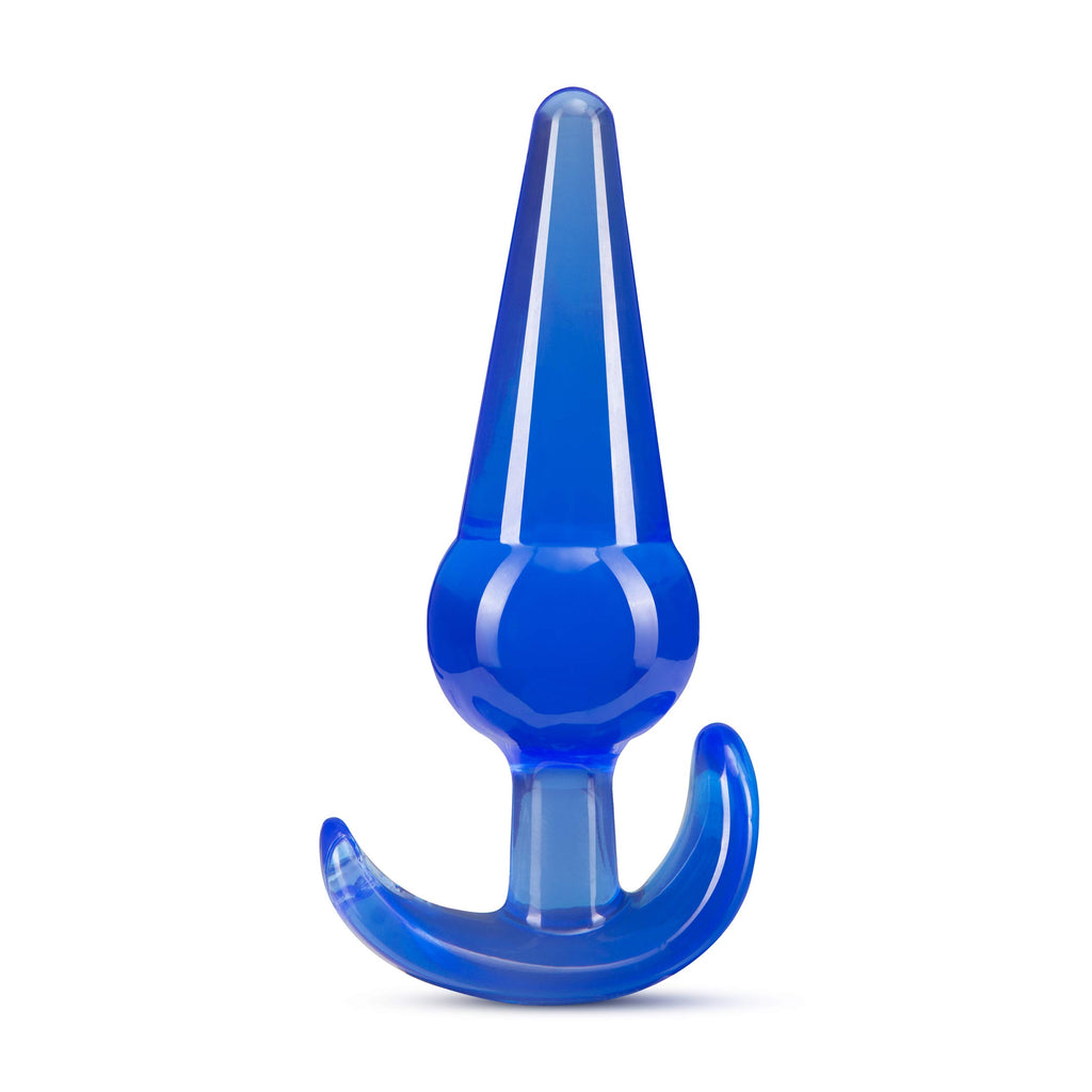 Blush Novelties B Yours Slim 4.75" Tapered Anal Plug – Beginner Butt Plug, Blue TPE, Safety Base