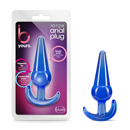 Blush Novelties B Yours Slim 4.75" Tapered Anal Plug – Beginner Butt Plug, Blue TPE, Safety Base