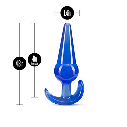Blush Novelties B Yours Slim 4.75" Tapered Anal Plug – Beginner Butt Plug, Blue TPE, Safety Base