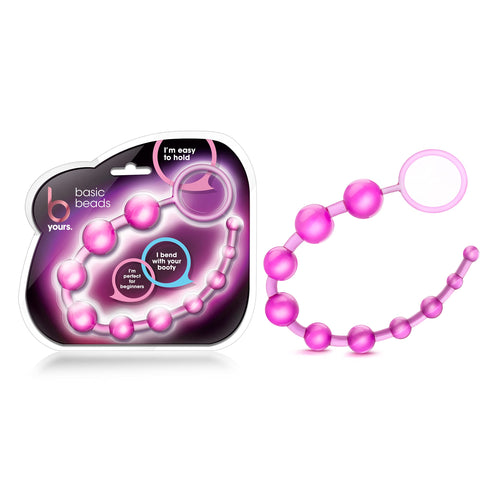 Blush Novelties Basic Beads - 10 Graduated PVC Anal Beads for Beginners - Pink, 12.75 Inches with Pull Ring