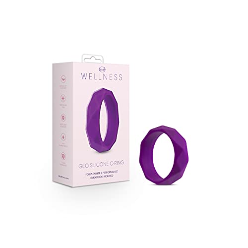 Blush Novelties Geometric C Silicone Penis Ring - 1.75" Outer Diameter, UltraSilk Smooth, Purple, for Firmer Erections & Enhanced Girth