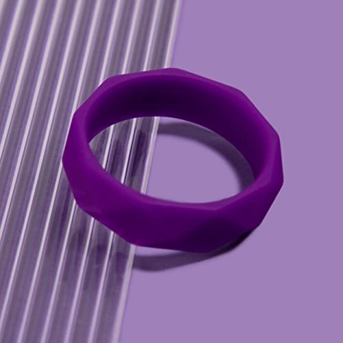 Blush Novelties Geometric C Silicone Penis Ring - 1.75" Outer Diameter, UltraSilk Smooth, Purple, for Firmer Erections & Enhanced Girth