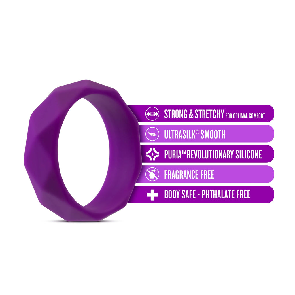 Blush Novelties Geometric C Silicone Penis Ring - 1.75" Outer Diameter, UltraSilk Smooth, Purple, for Firmer Erections & Enhanced Girth