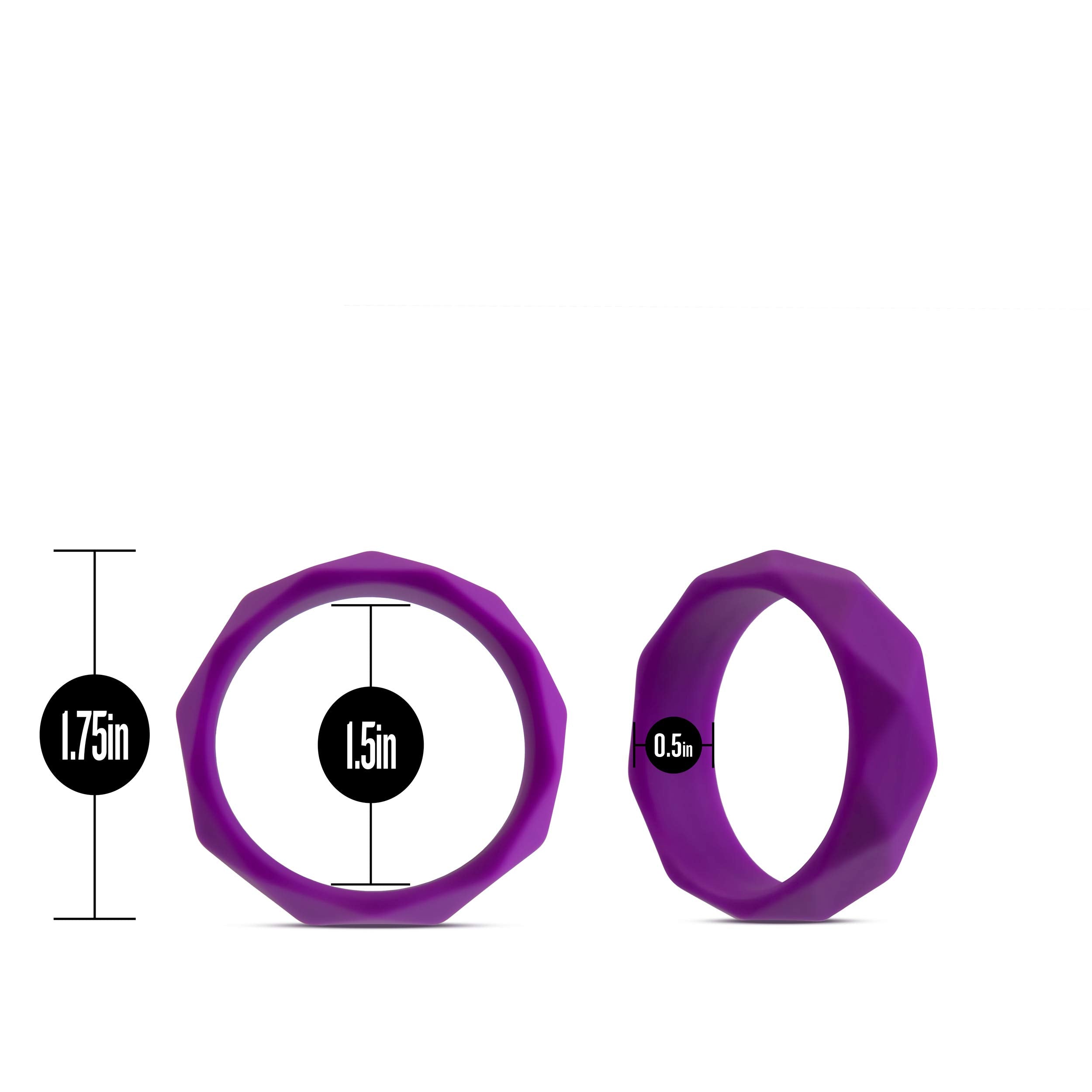 Blush Novelties Geometric C Silicone Penis Ring - 1.75" Outer Diameter, UltraSilk Smooth, Purple, for Firmer Erections & Enhanced Girth