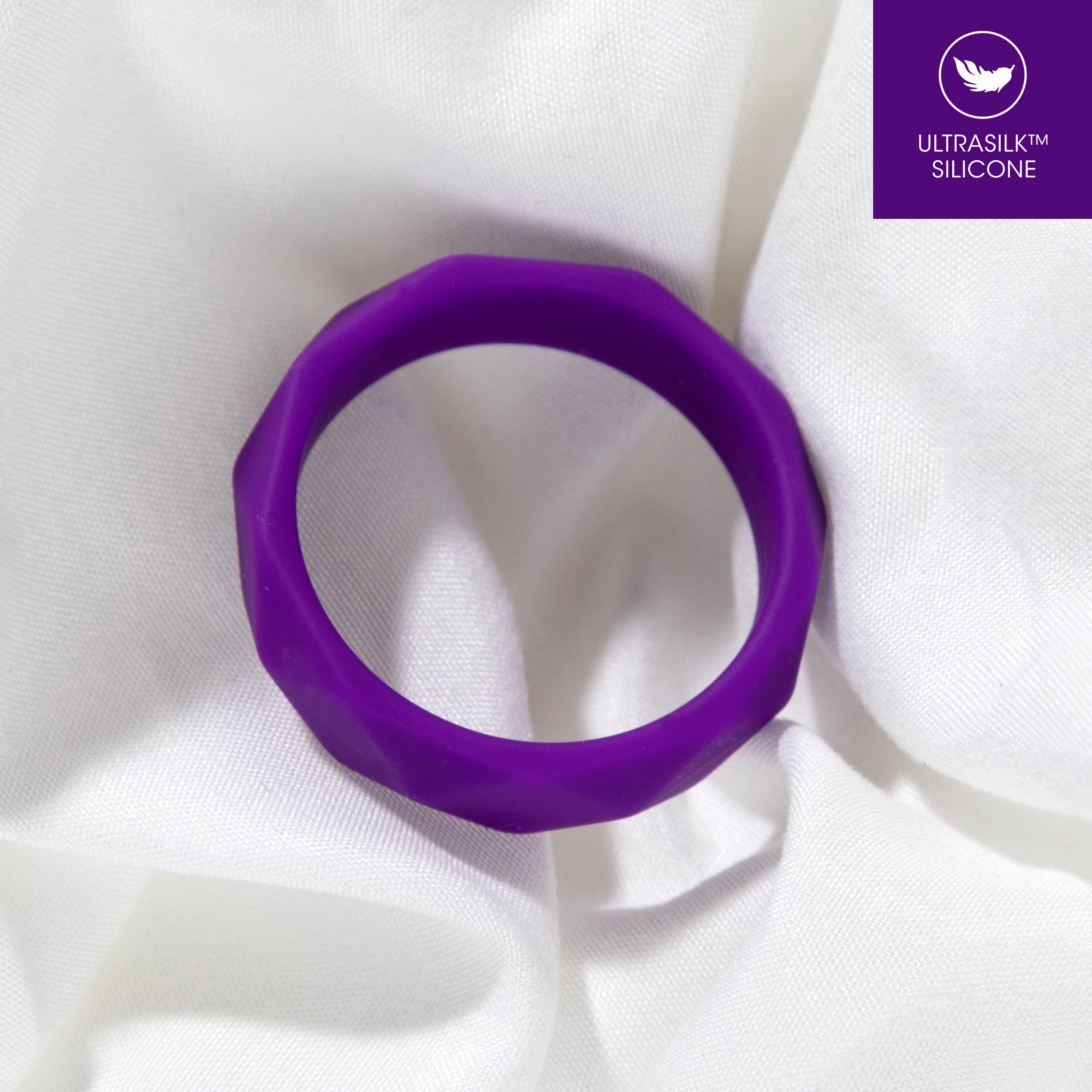 Blush Novelties Geometric C Silicone Penis Ring - 1.75" Outer Diameter, UltraSilk Smooth, Purple, for Firmer Erections & Enhanced Girth