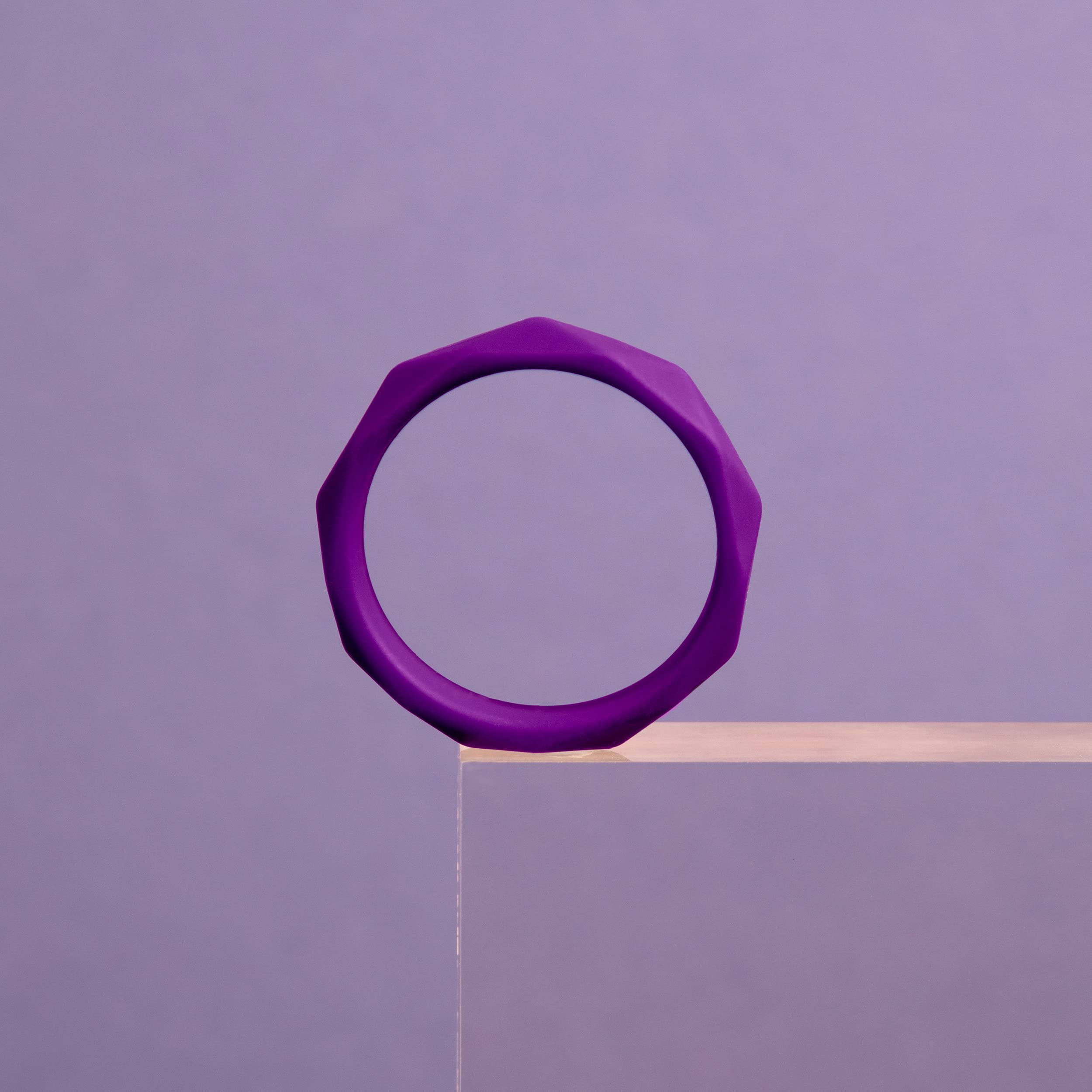 Blush Novelties Geometric C Silicone Penis Ring - 1.75" Outer Diameter, UltraSilk Smooth, Purple, for Firmer Erections & Enhanced Girth