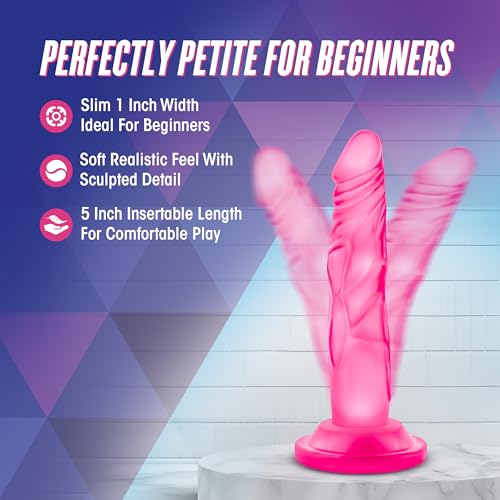 Blush Novelties Naturally Yours Realistic 5 Inch Dildo - Slim, TPE, Suction Cup, Harness Compatible, Pink