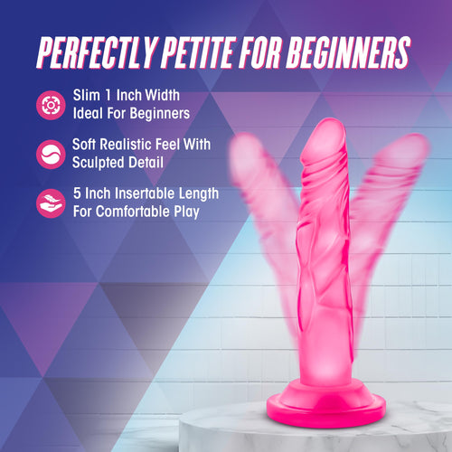Blush Novelties Naturally Yours Realistic 5 Inch Dildo - Slim, TPE, Suction Cup, Harness Compatible, Pink