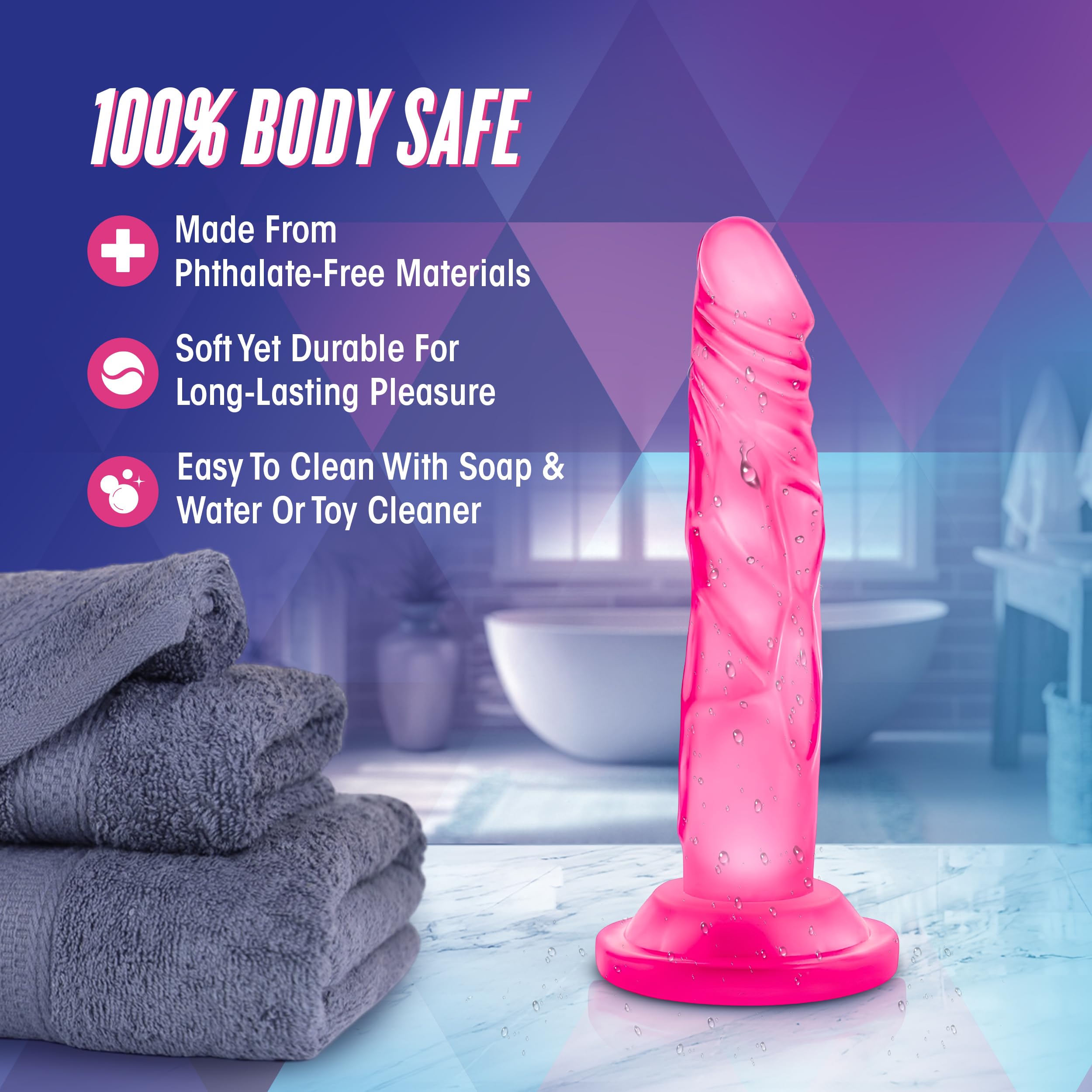 Blush Novelties Naturally Yours Realistic 5 Inch Dildo - Slim, TPE, Suction Cup, Harness Compatible, Pink