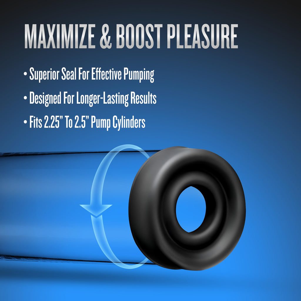 Blush Novelties Performance Silicone Pump Sleeve - Large (Fits 2.25"-2.5" Cylinders) Body-Safe, Durable, Black