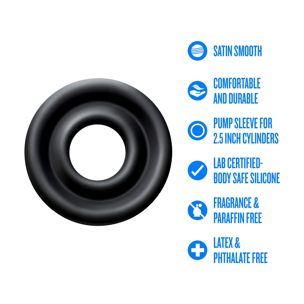 Blush Novelties Performance Silicone Pump Sleeve - Large (Fits 2.25"-2.5" Cylinders) Body-Safe, Durable, Black