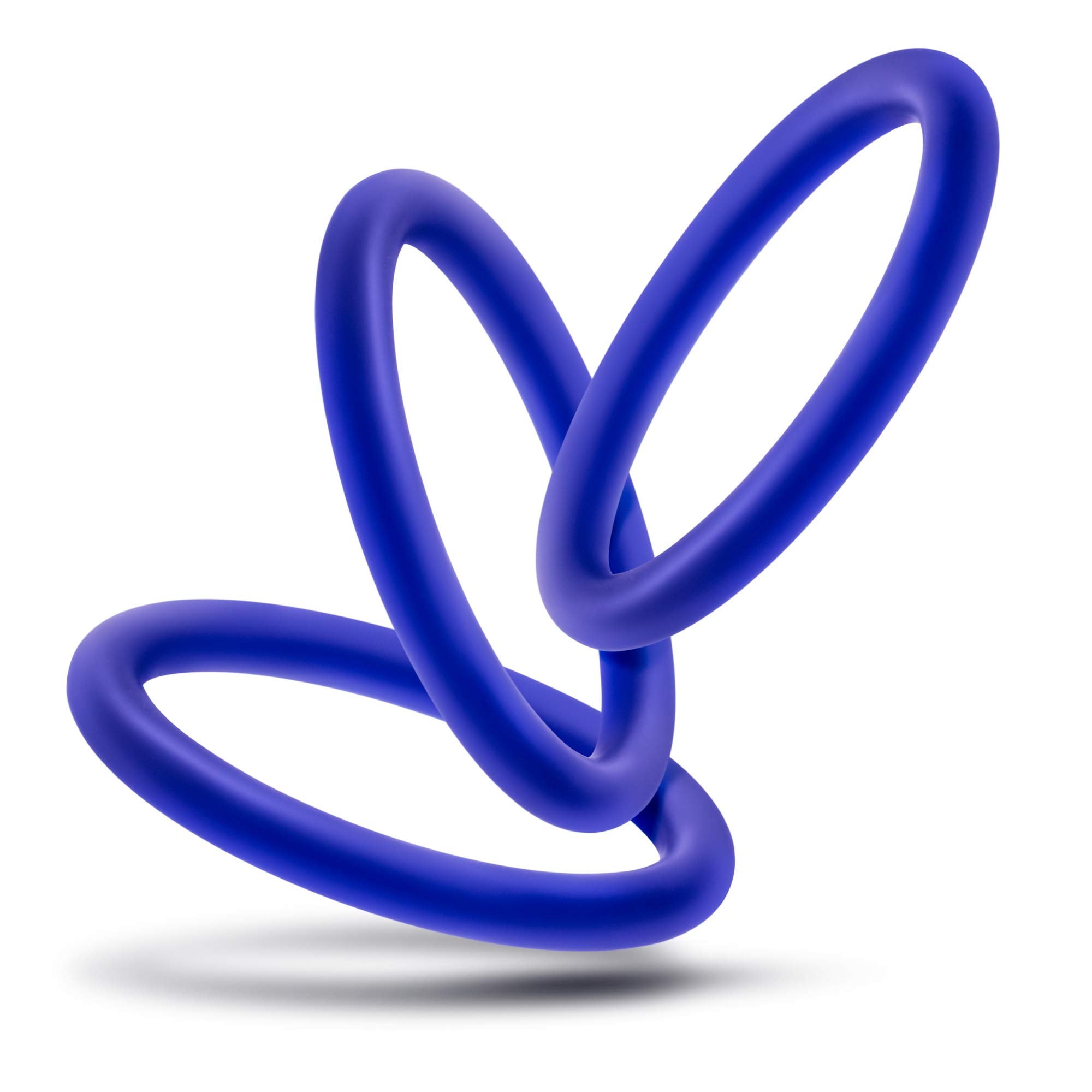 Blush Novelties Performance VS1 Penis Ring Set - 3 Indigo Glow-in-the-Dark Silicone Cock Rings - Medium 1.75" Stretch Fit for Harder Erections