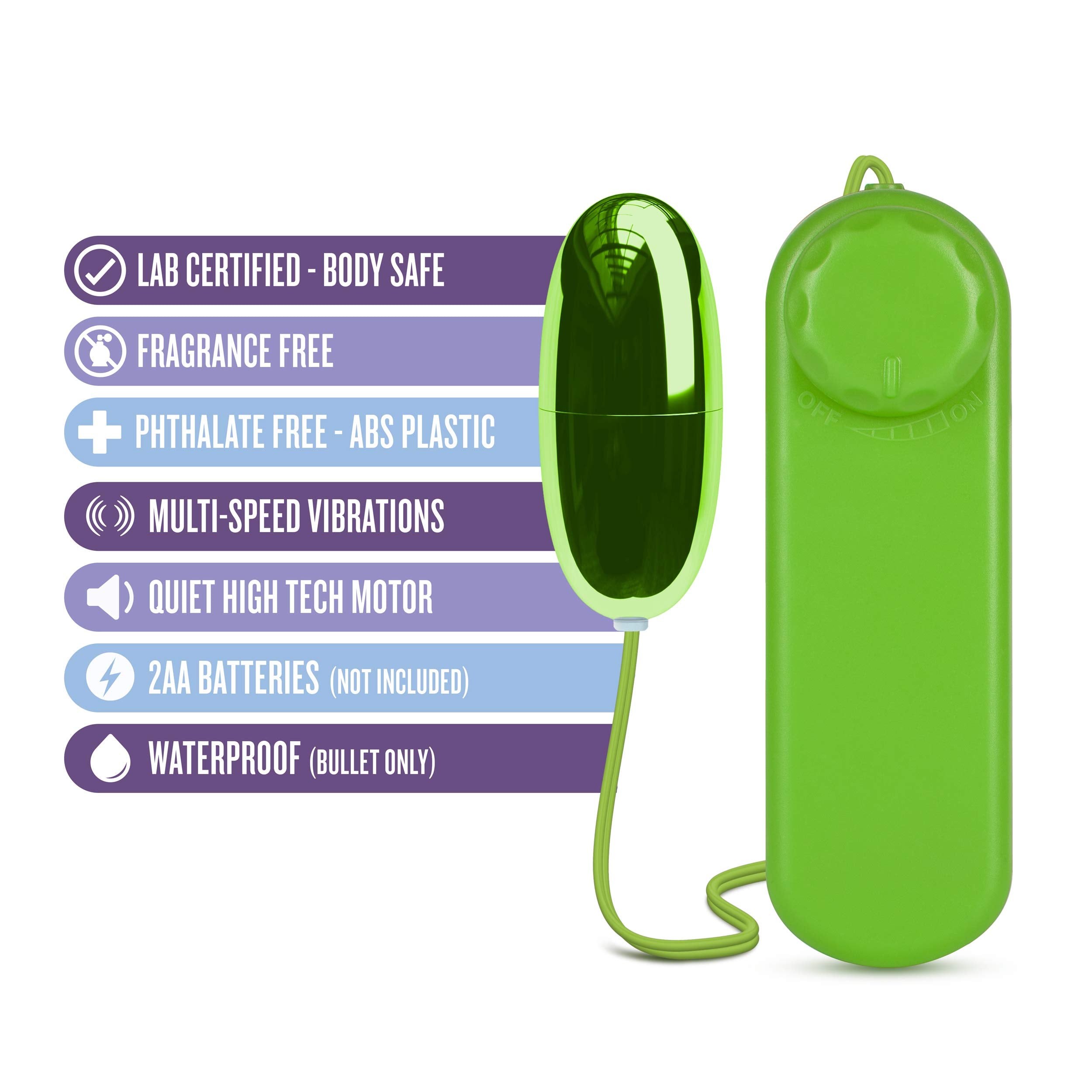 Blush Novelties Power Bullet Vibrator - Lime Mini Egg with Dial Control - Waterproof and Body-Safe