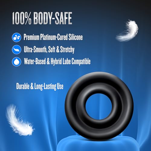Blush Novelties Silicone Penis Pump Cylinder Sleeve – Medium, Fits 2" to 2.5" Cylinders, Black