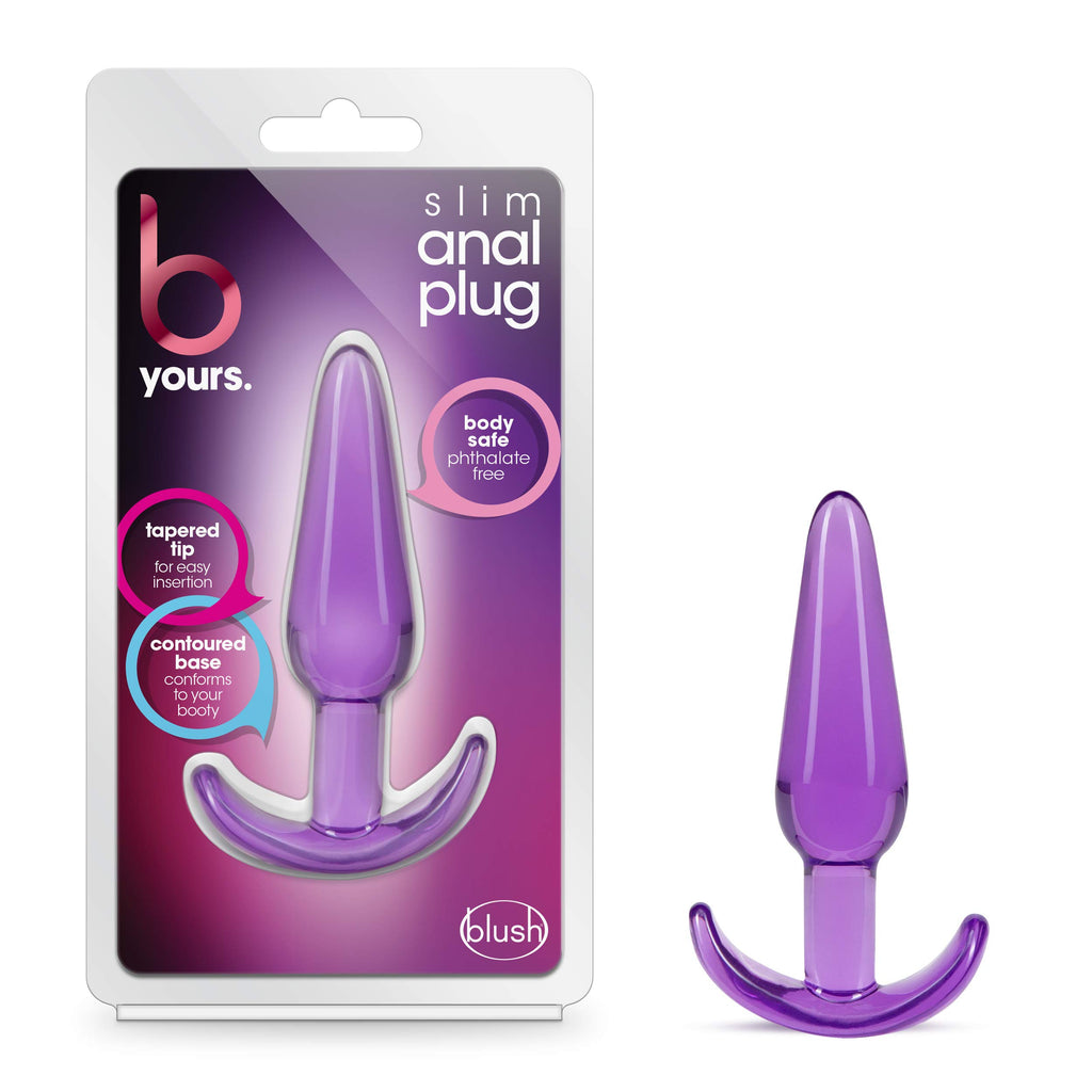 Blush Novelties Slim Blue Anal Plug – Soft TPE Beginner Toy with Tapered Tip and Anchor Base, 4.25 Inches