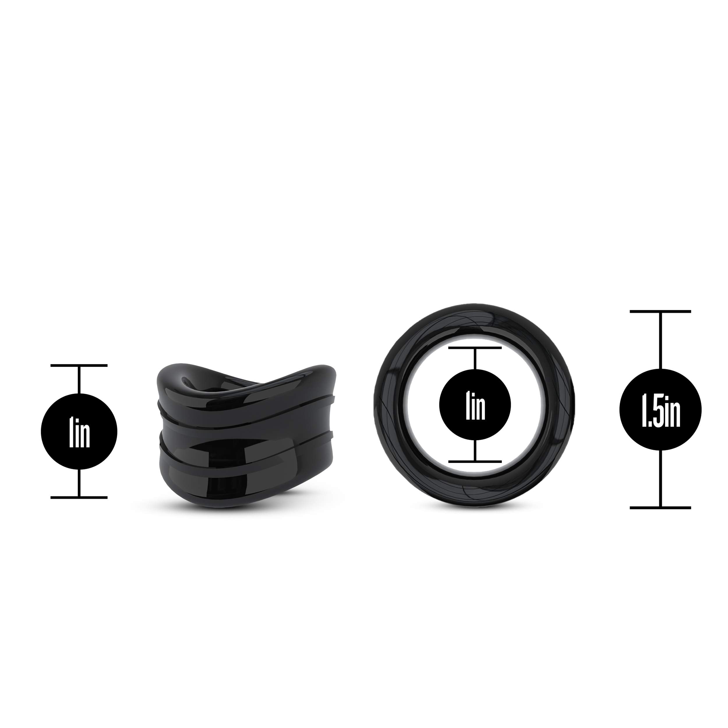 Blush Novelties Snug Beef Ball Stretcher - Black TPE Testicle Stretcher & Cock Ring for Sensation Play