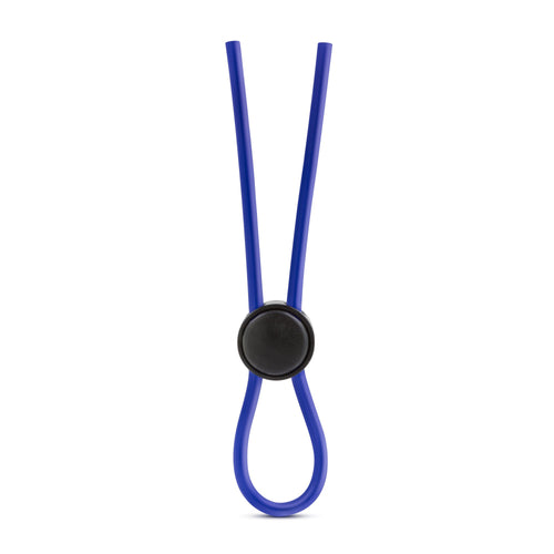 Blush Novelties Stay Hard Liquid Silicone Loop Lasso Cock Ring - Blue, Adjustable & Quick Release
