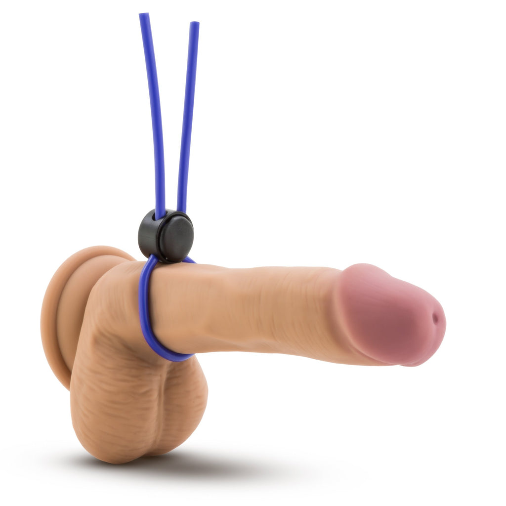Blush Novelties Stay Hard Liquid Silicone Loop Lasso Cock Ring - Blue, Adjustable & Quick Release