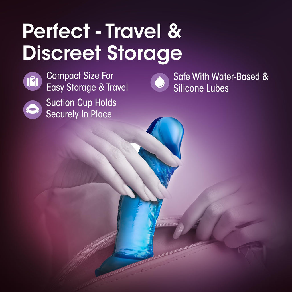 Blush Novelties Sweet n Small 4.5" Soft Realistic Dildo – Clear Blue, Beginner-Friendly with Suction Cup